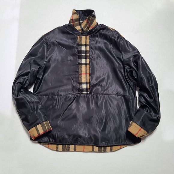 We11done Oversized Half-Zip Front Check British Wool Shirt Jacket Camel One Size - Picture 14 of 16